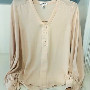 Express Women's Beige Button-Down Top